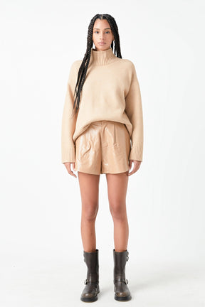 High-Waisted Faux Leather Shorts