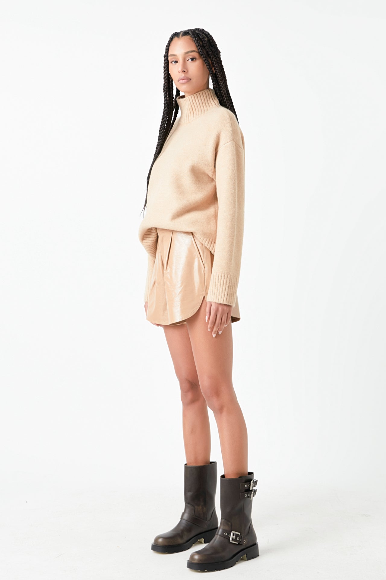 High-Waisted Faux Leather Shorts