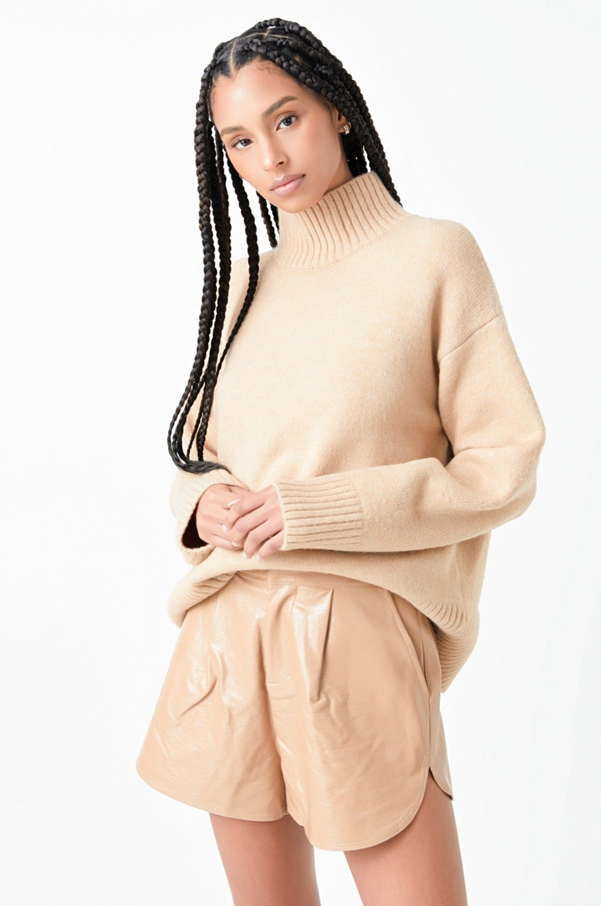 High-Waisted Faux Leather Shorts