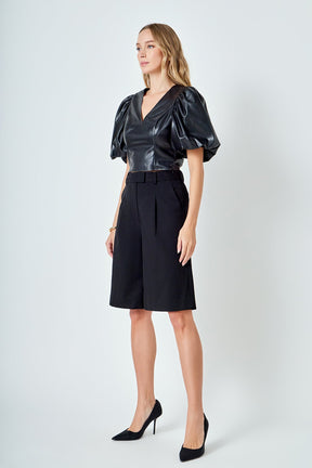 ENDLESS ROSE - Pu Puff Sleeve Top - TOPS available at Objectrare