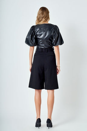 ENDLESS ROSE - Pu Puff Sleeve Top - TOPS available at Objectrare