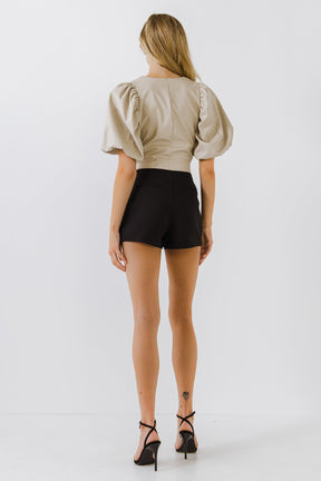 ENDLESS ROSE - Pu Puff Sleeve Top - TOPS available at Objectrare