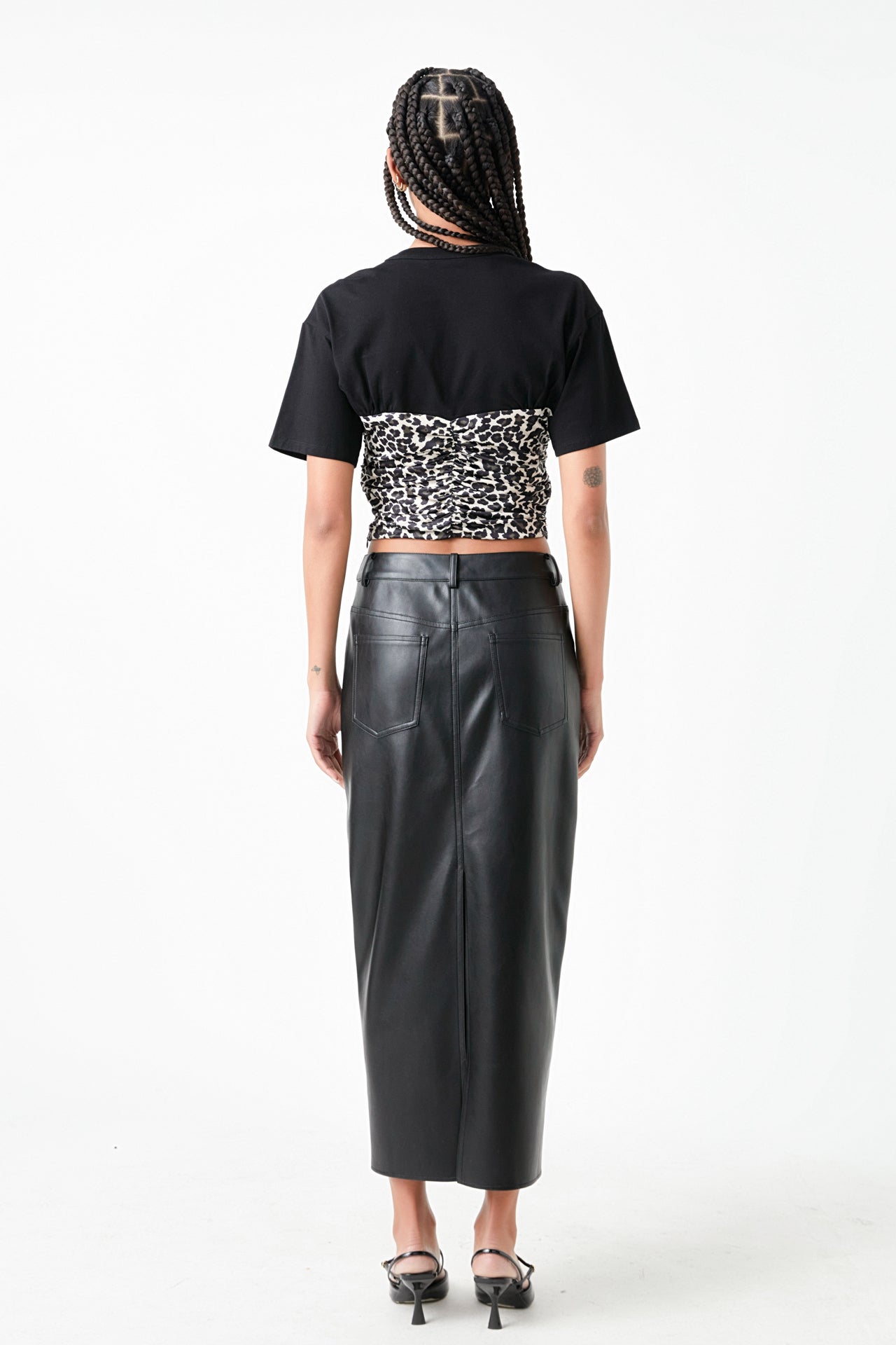 GREY LAB - Leopard Shirred Cropped Top - TOPS available at Objectrare