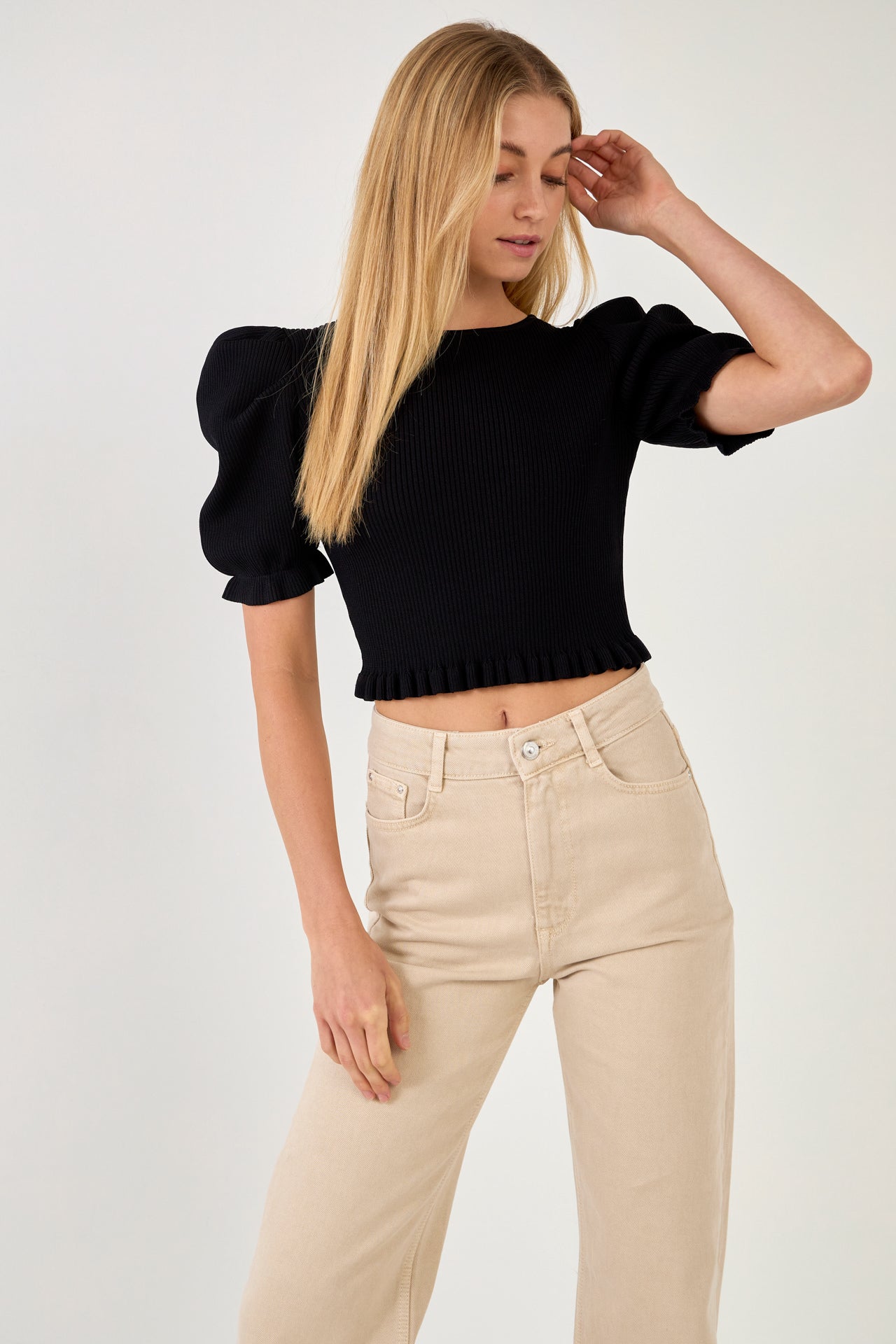 ENDLESS ROSE - Back Tied Straps Knit Top - TOPS available at Objectrare