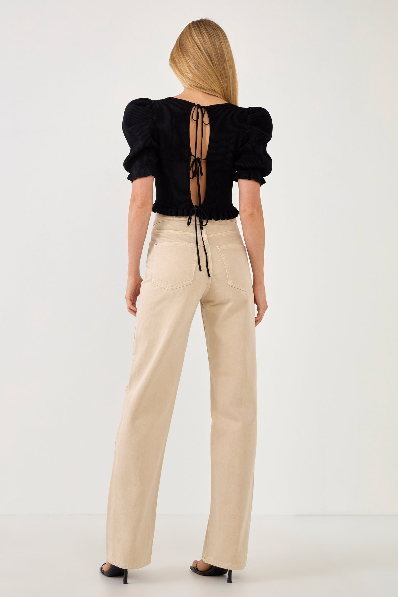 ENDLESS ROSE - Back Tied Straps Knit Top - TOPS available at Objectrare