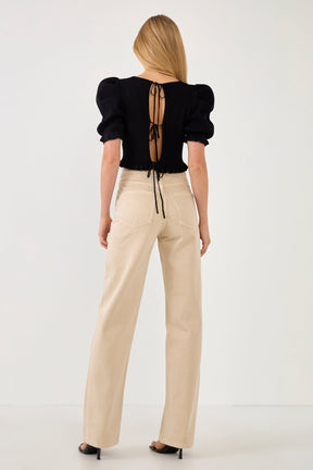 ENDLESS ROSE - Back Tied Straps Knit Top - TOPS available at Objectrare