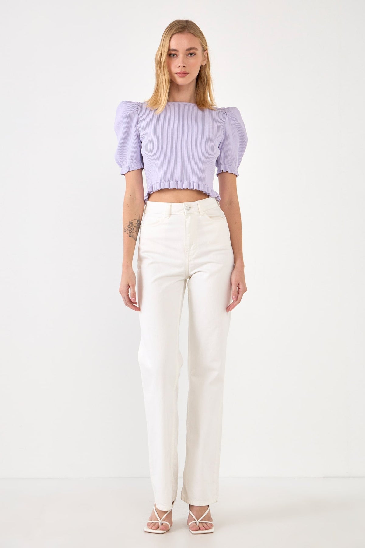 ENDLESS ROSE - Back Tied Straps Knit Top - TOPS available at Objectrare