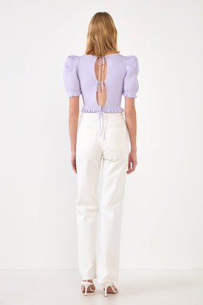 ENDLESS ROSE - Back Tied Straps Knit Top - TOPS available at Objectrare