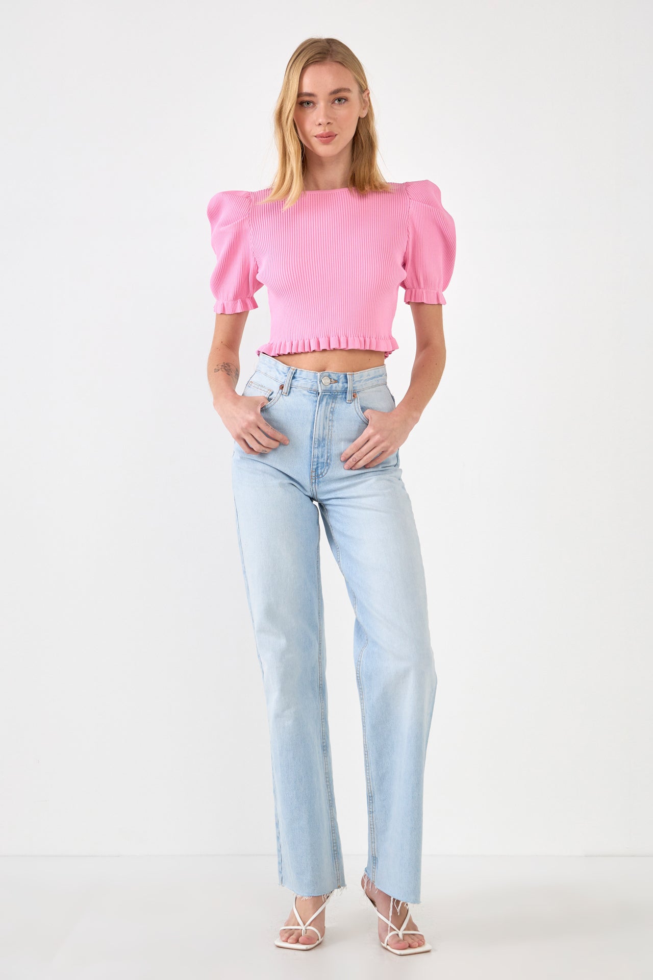 ENDLESS ROSE - Back Tied Straps Knit Top - TOPS available at Objectrare