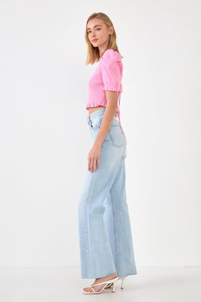 ENDLESS ROSE - Back Tied Straps Knit Top - TOPS available at Objectrare