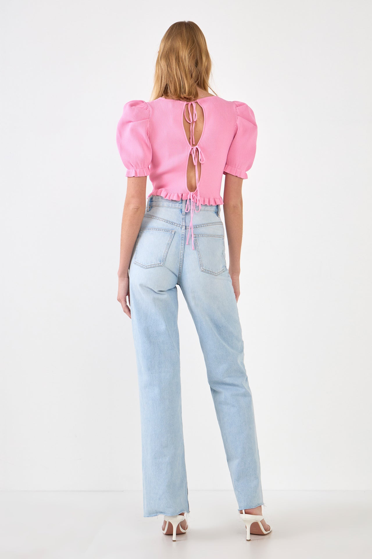 ENDLESS ROSE - Back Tied Straps Knit Top - TOPS available at Objectrare