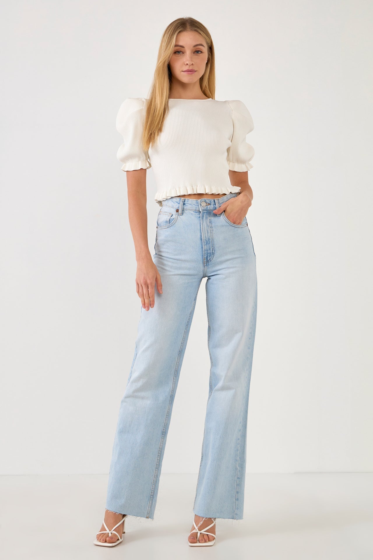 ENDLESS ROSE - Back Tied Straps Knit Top - TOPS available at Objectrare