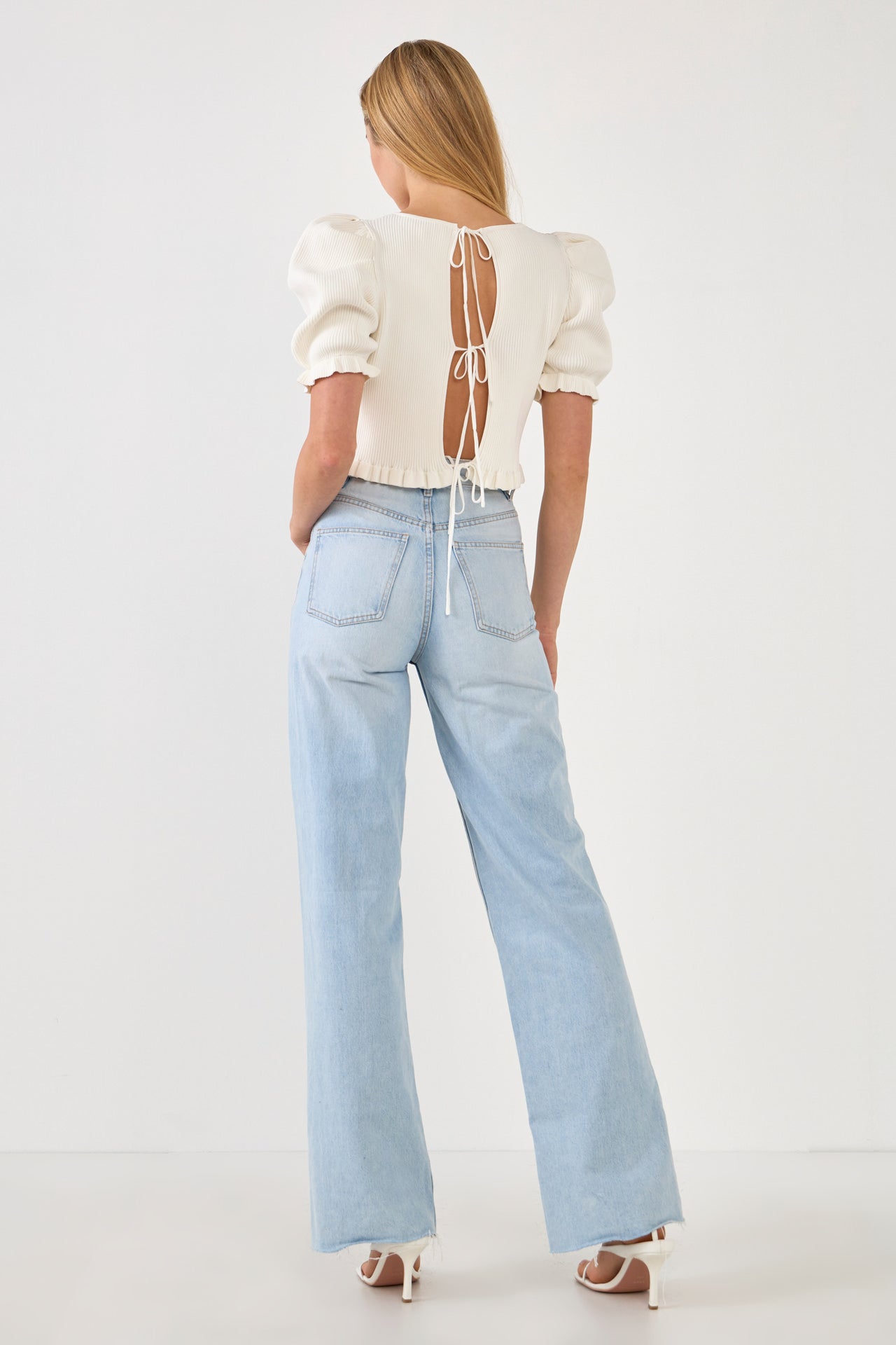 ENDLESS ROSE - Back Tied Straps Knit Top - TOPS available at Objectrare