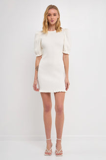 ENDLESS ROSE - Back Tied straps Puff Sleeve Mini Dress - DRESSES available at Objectrare