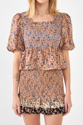 FREE THE ROSES - Floral Smocked Detail Top - TOPS available at Objectrare