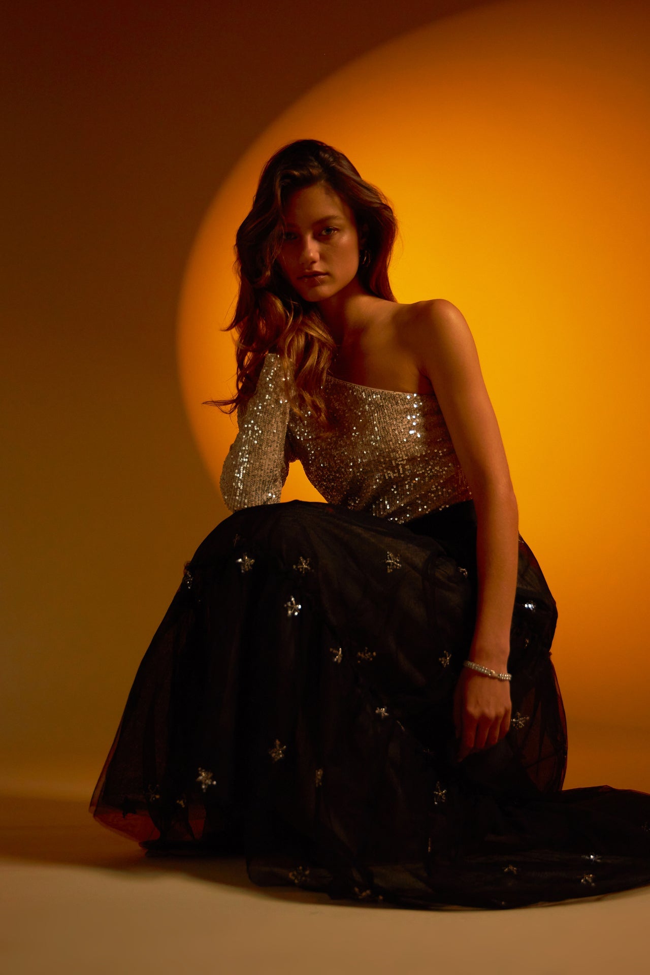 ENDLESS ROSE - One Sleeve Sequin Crop Top - TOPS available at Objectrare