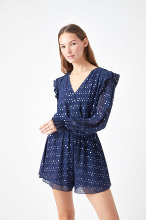 ENDLESS ROSE - Metallic Dots Romper - ROMPERS available at Objectrare