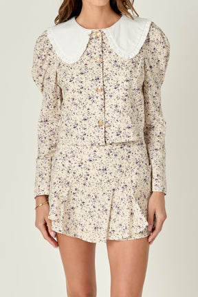 ENGLISH FACTORY - Floral Print Puff Long Sleeve Top - TOPS available at Objectrare
