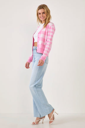 ENGLISH FACTORY - Gingham Knit Cardigan - SWEATERS & KNITS available at Objectrare