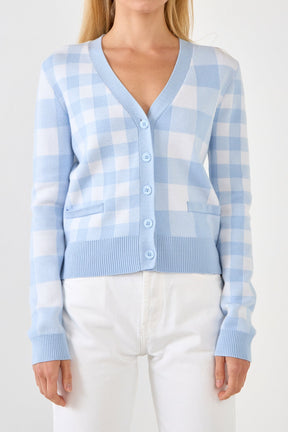 ENGLISH FACTORY - English Factory - Gingham Knit Cardigan - CARDIGANS available at Objectrare