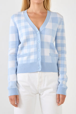 ENGLISH FACTORY - Gingham Knit Cardigan - SWEATERS & KNITS available at Objectrare