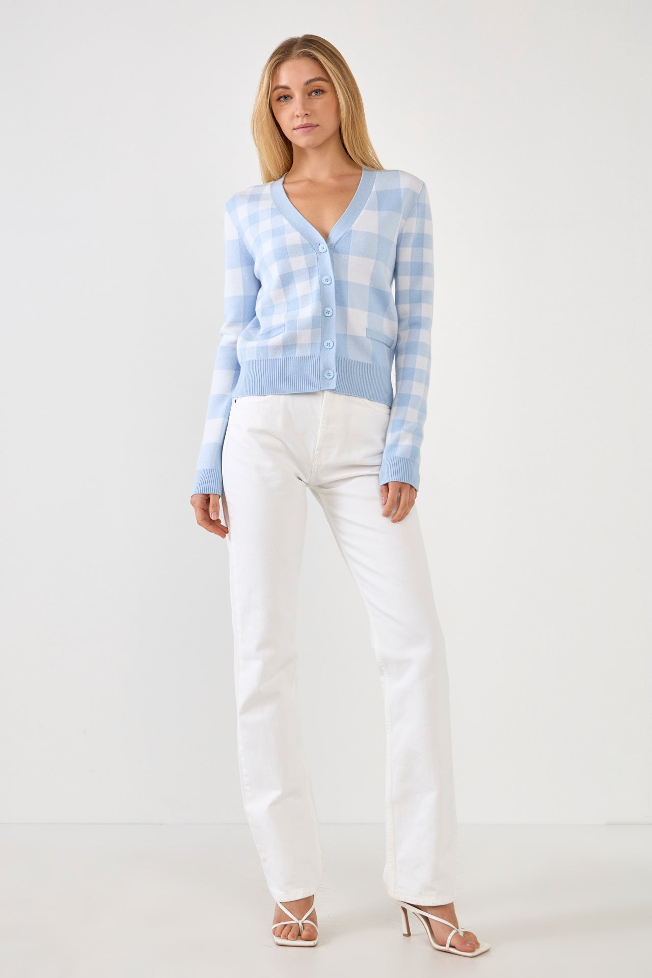 ENGLISH FACTORY - Gingham Knit Cardigan - SWEATERS & KNITS available at Objectrare