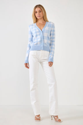 ENGLISH FACTORY - Gingham Knit Cardigan - SWEATERS & KNITS available at Objectrare
