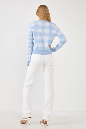 ENGLISH FACTORY - Gingham Knit Cardigan - SWEATERS & KNITS available at Objectrare