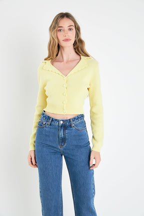 ENGLISH FACTORY - Scallop Edge Cropped Cardigan - SWEATERS & KNITS available at Objectrare
