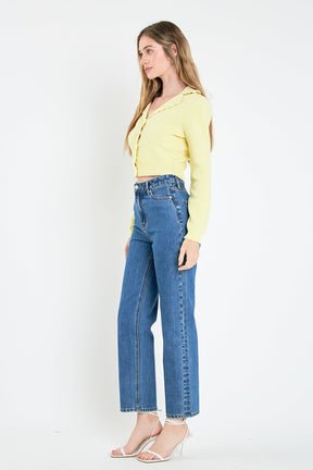 ENGLISH FACTORY - Scallop Edge Cropped Cardigan - SWEATERS & KNITS available at Objectrare