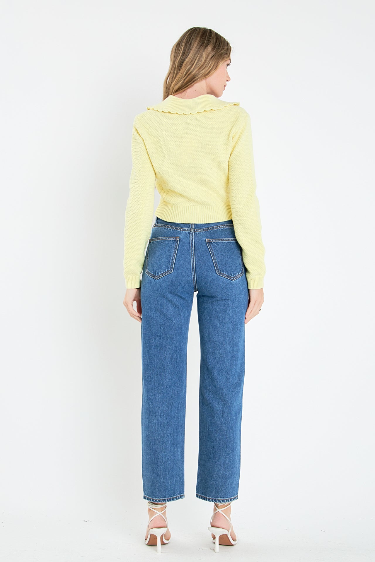 ENGLISH FACTORY - Scallop Edge Cropped Cardigan - SWEATERS & KNITS available at Objectrare