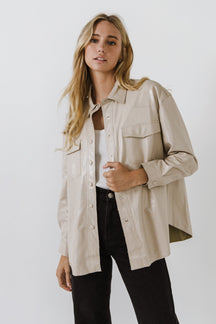 GREY LAB - Grey Lab - Pu Button Down Jacket - JACKETS available at Objectrare