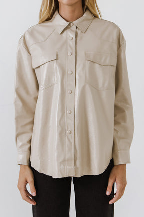 GREY LAB - Grey Lab - Pu Button Down Jacket - JACKETS available at Objectrare