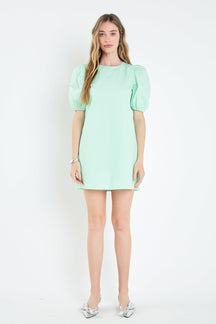 ENGLISH FACTORY - English Factory - Puff Sleeve Mini Dress - DRESSES available at Objectrare