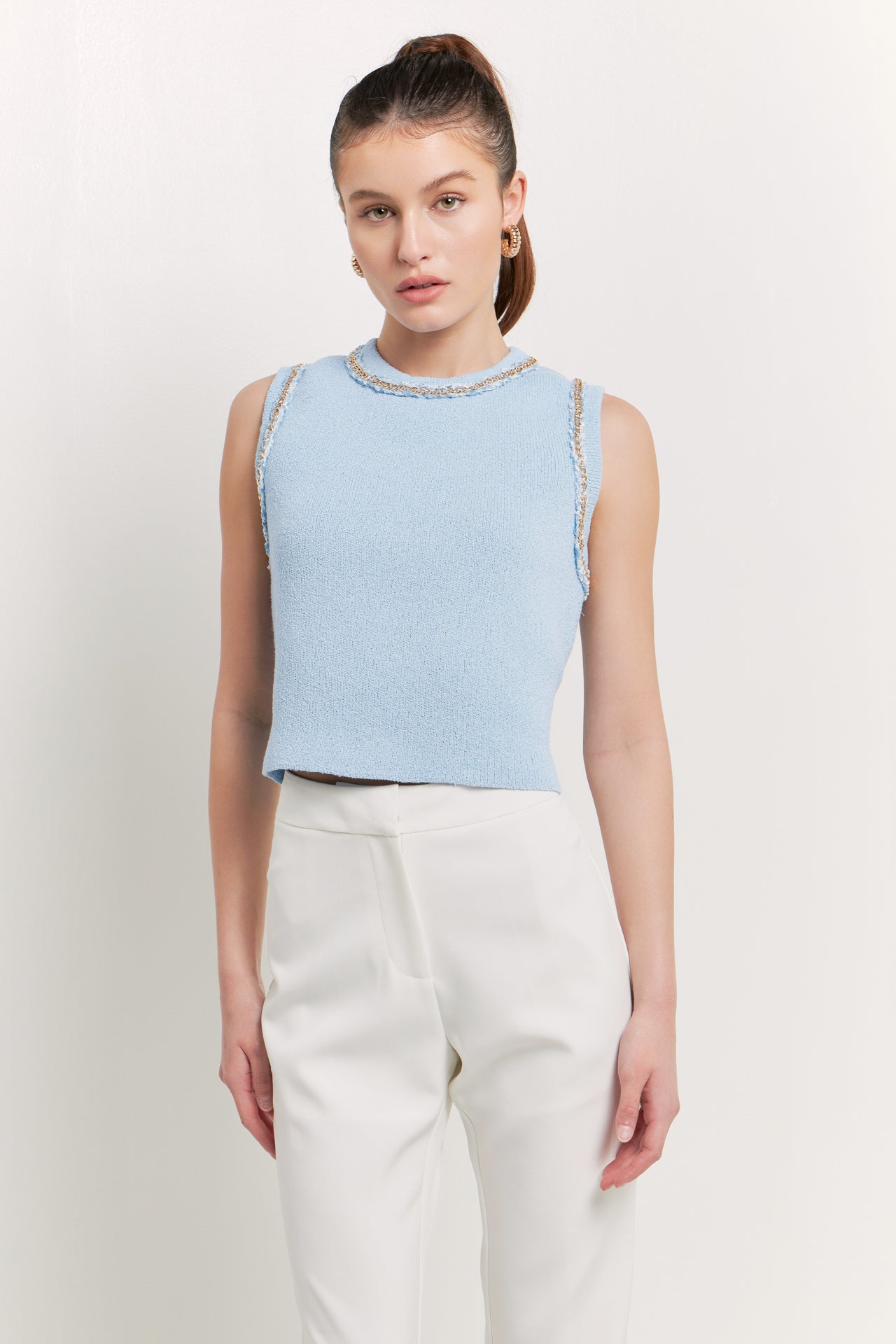 ENDLESS ROSE - Trim Detail Knit Tank Top - CAMI TOPS & TANK available at Objectrare