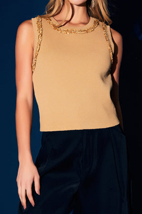 ENDLESS ROSE - Trim Detail Knit Tank Top - CAMI TOPS & TANK available at Objectrare
