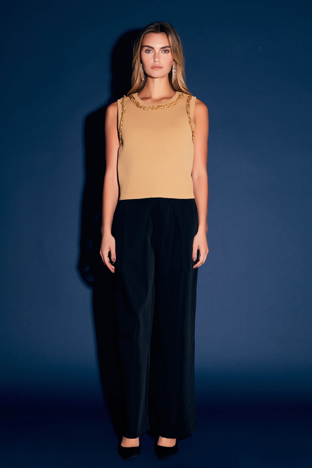 ENDLESS ROSE - Trim Detail Knit Tank Top - CAMI TOPS & TANK available at Objectrare