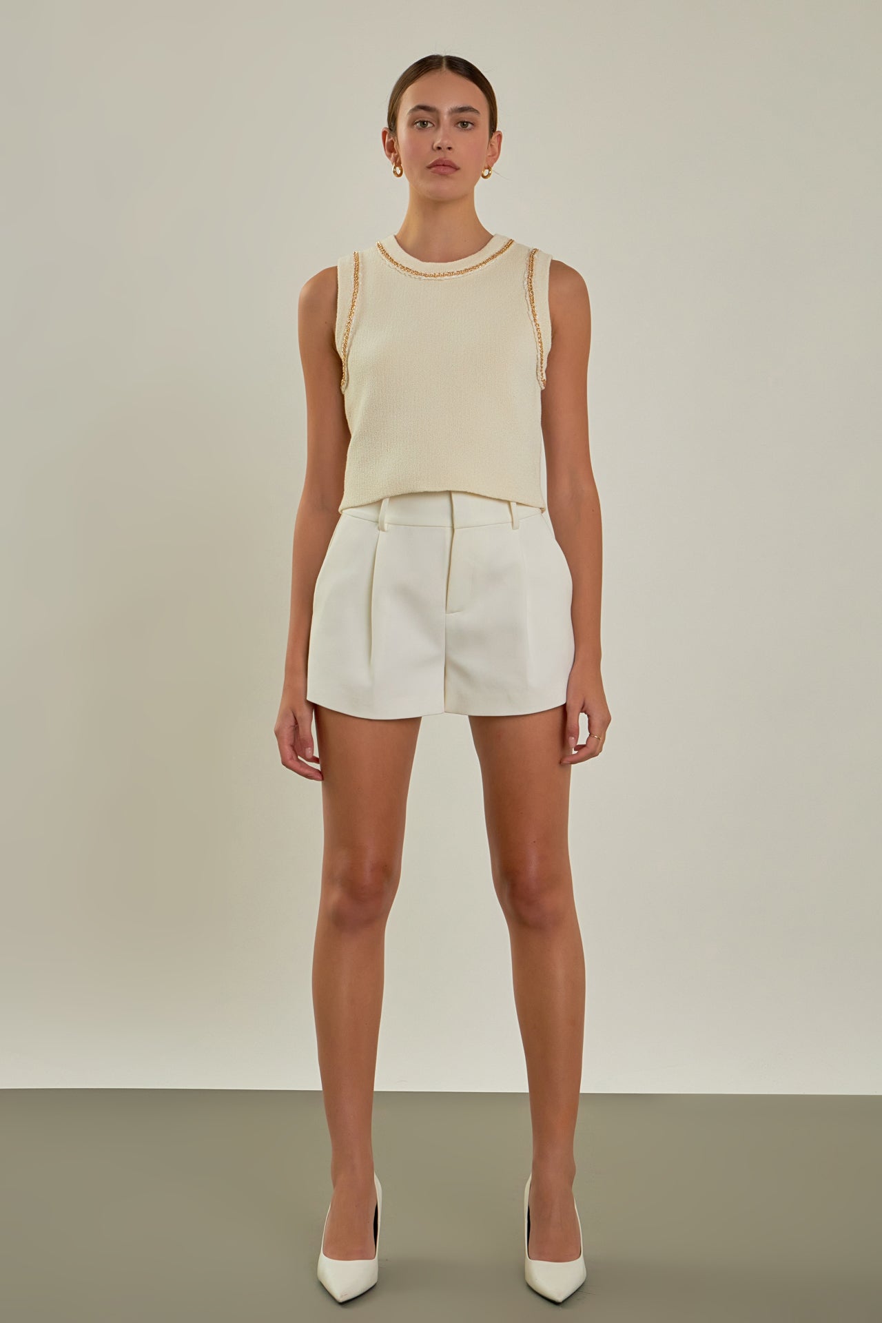 ENDLESS ROSE - Trim Detail Knit Tank Top - CAMI TOPS & TANK available at Objectrare