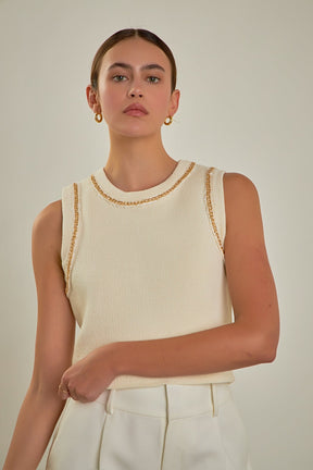 ENDLESS ROSE - Trim Detail Knit Tank Top - CAMI TOPS & TANK available at Objectrare