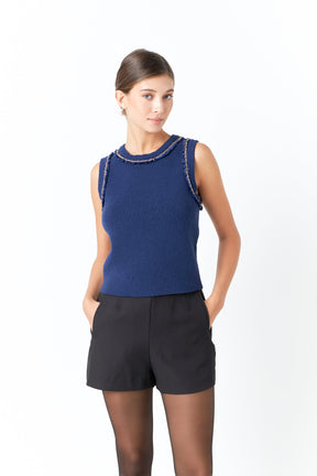 ENDLESS ROSE - Trim Detail Knit Tank Top - CAMI TOPS & TANK available at Objectrare