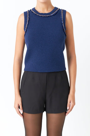 ENDLESS ROSE - Trim Detail Knit Tank Top - CAMI TOPS & TANK available at Objectrare