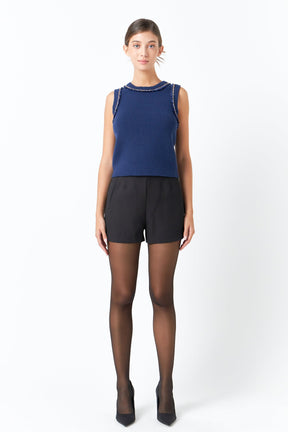 ENDLESS ROSE - Trim Detail Knit Tank Top - CAMI TOPS & TANK available at Objectrare