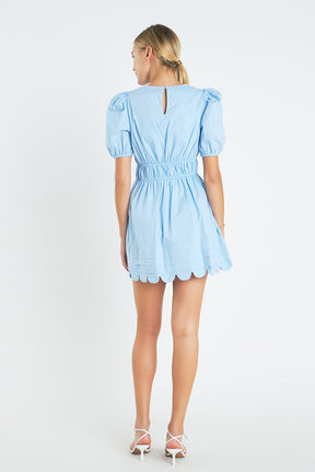 ENGLISH FACTORY - Scallop Detail Mini Dress - DRESSES available at Objectrare