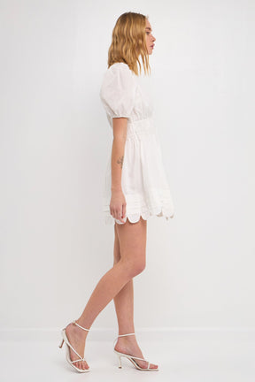 ENGLISH FACTORY - Scallop Detail Mini Dress - DRESSES available at Objectrare