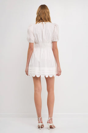 ENGLISH FACTORY - Scallop Detail Mini Dress - DRESSES available at Objectrare