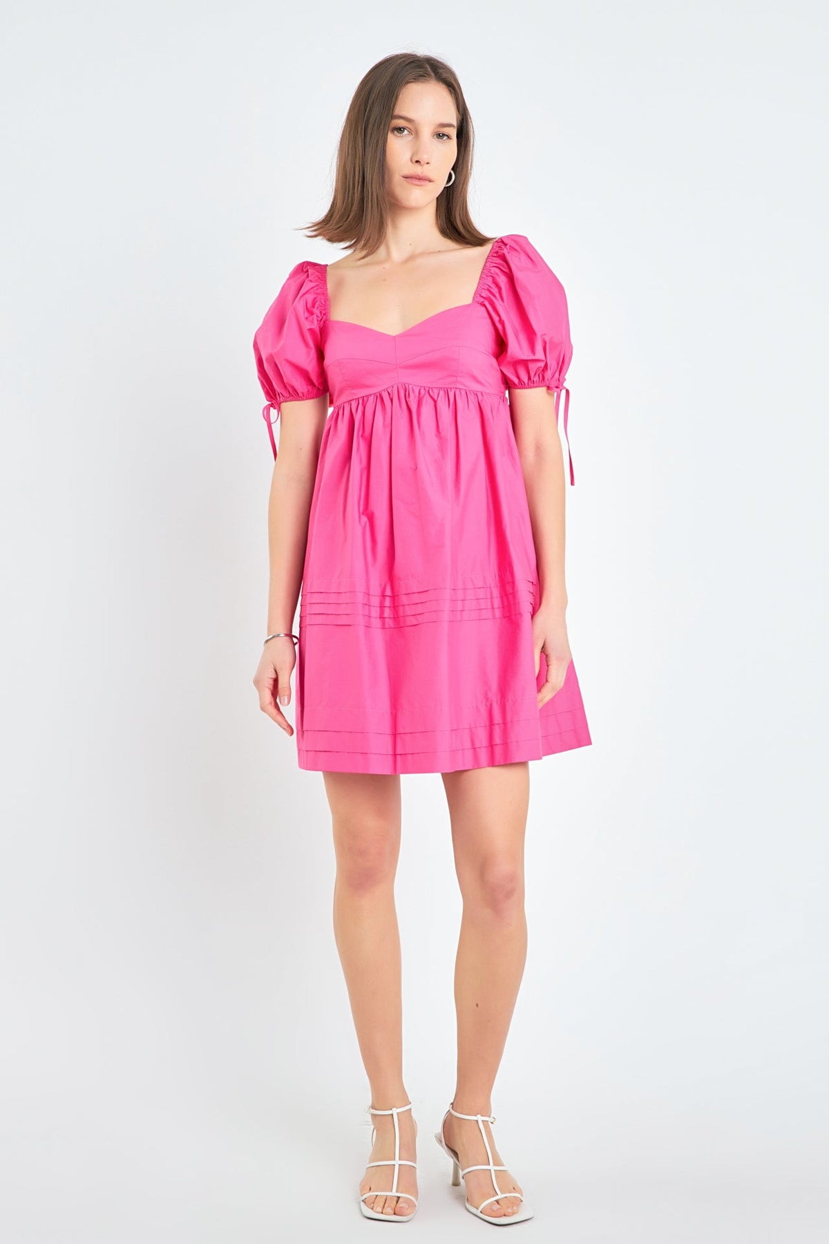 ENGLISH FACTORY - English Factory - Pleated Detail Puff Sleeve Mini Dress - DRESSES available at Objectrare