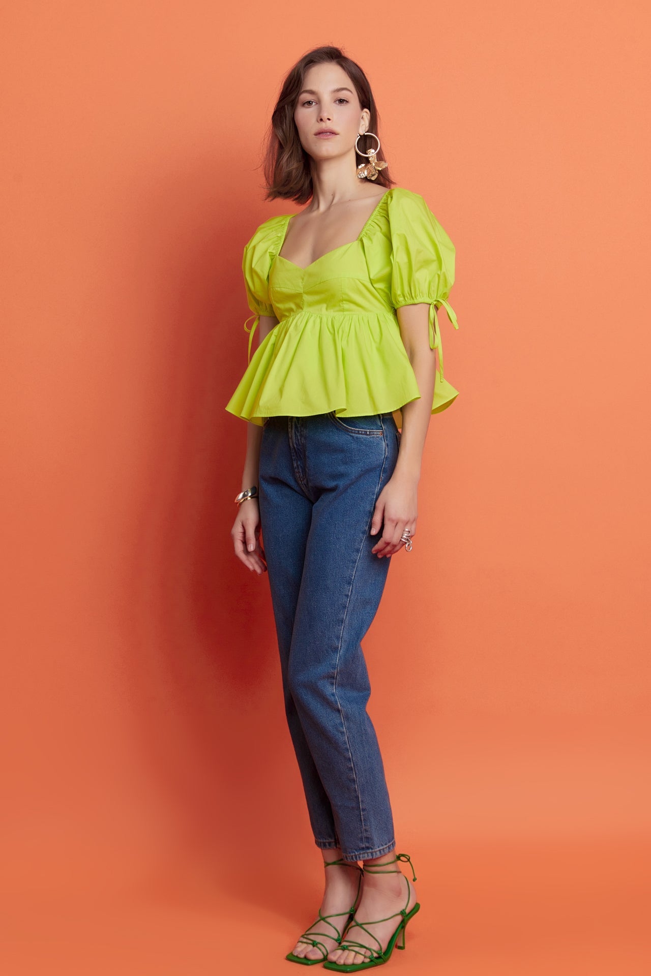 ENGLISH FACTORY - Tied Strap Puff Sleeve Woven Top - TOPS available at Objectrare