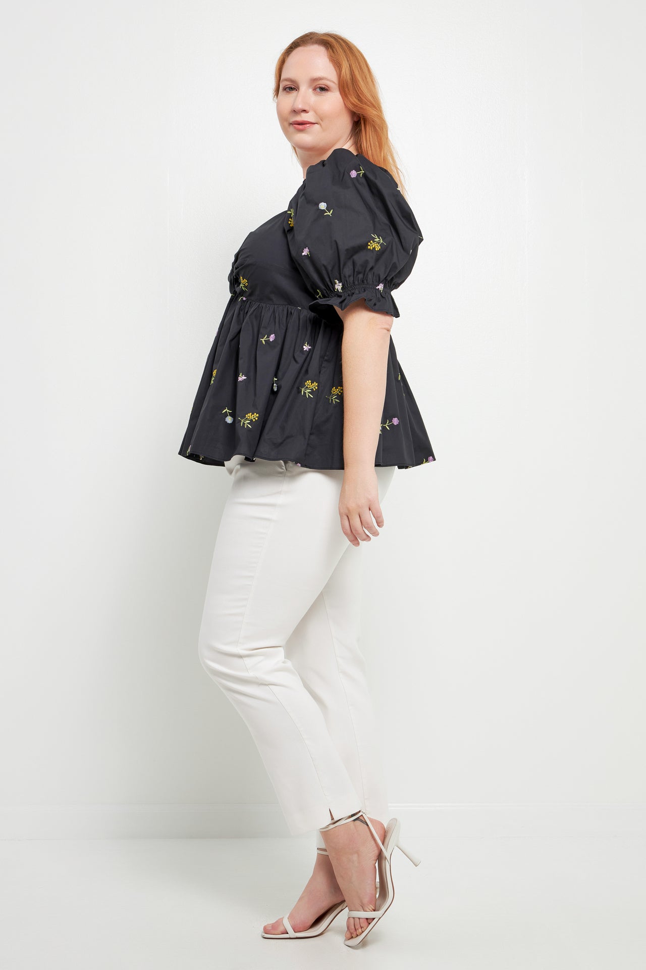 ENGLISH FACTORY - Plus Size Multi Floral Embroidery Top - TOPS available at Objectrare