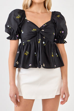 Multi Floral Embroidery Top