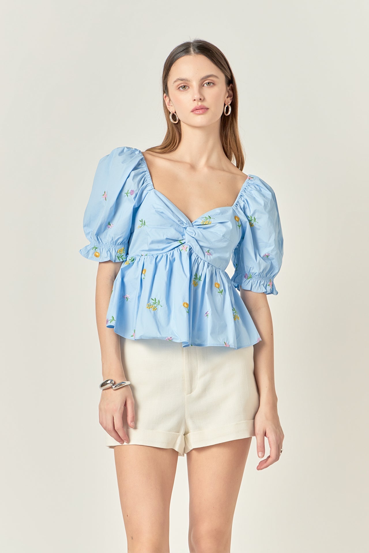 Multi Floral Embroidery Top